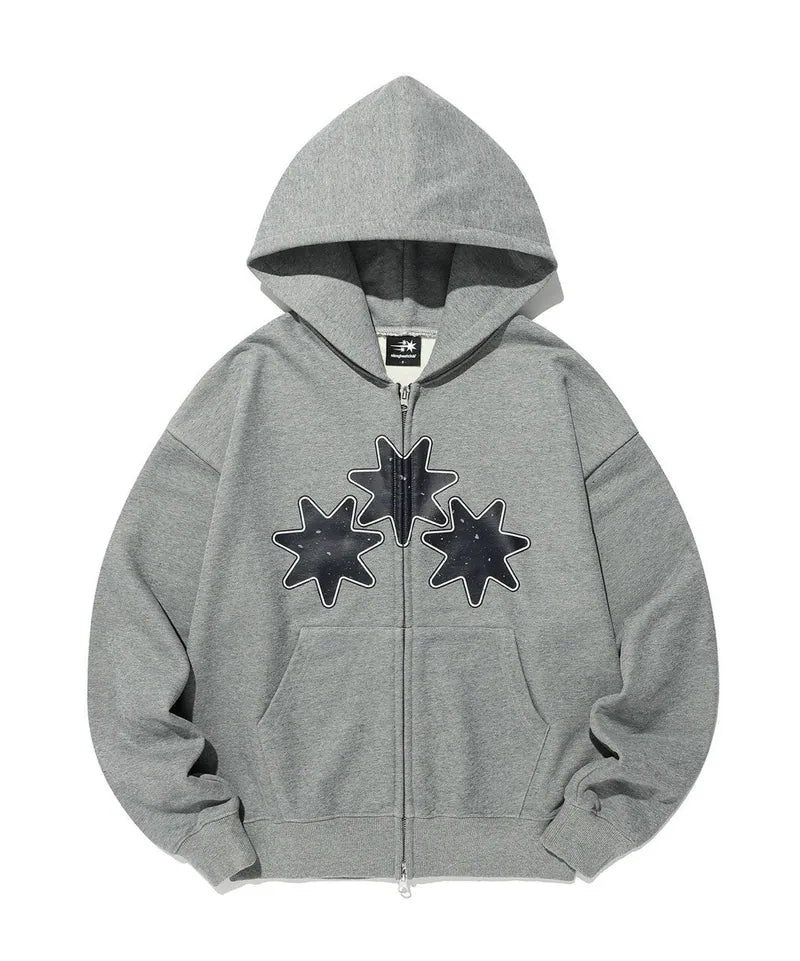 【niceghostclub】RELIGIOUS SYMBOLS HOODIE ZIP UP [ GREY ]