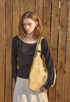 【Leterie】STITCH REVERSIBLE MARON SHOUDER BAG [ BLACK / BUTTER ]
