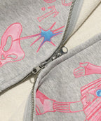 【niceghostclub】STAR SHOES GIRL HOODIE ZIP UP [ LIGHT GREY ]
