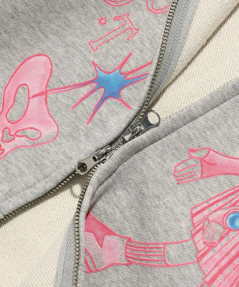 【niceghostclub】STAR SHOES GIRL HOODIE ZIP UP [ LIGHT GREY ]