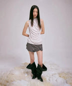 【Flare up】Draped Sleeveless Top [Black / White / Gray]