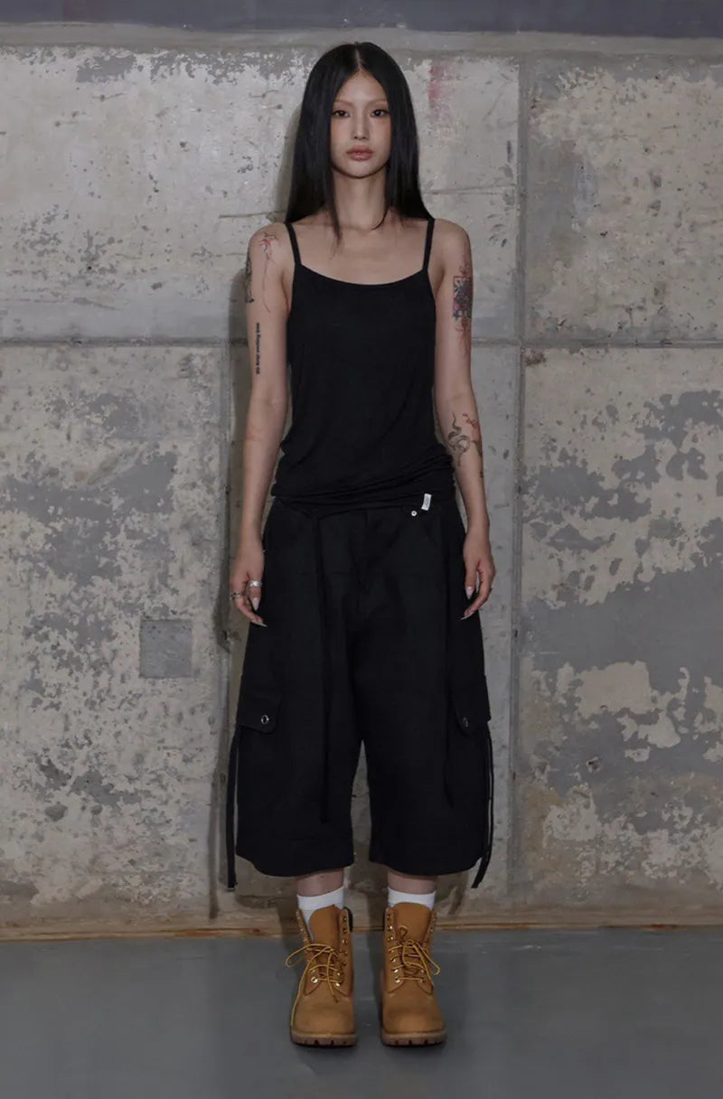 【Fancy Club】2-WAY STRAP SLEEVELESS [Black]