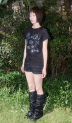 【Fancy Club】GLITER MAZY LOGO TEE [Black]