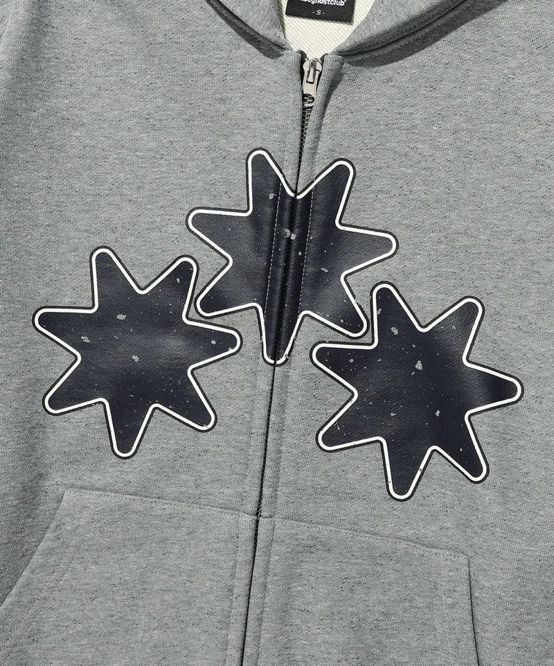 【niceghostclub】RELIGIOUS SYMBOLS HOODIE ZIP UP [ GREY ]