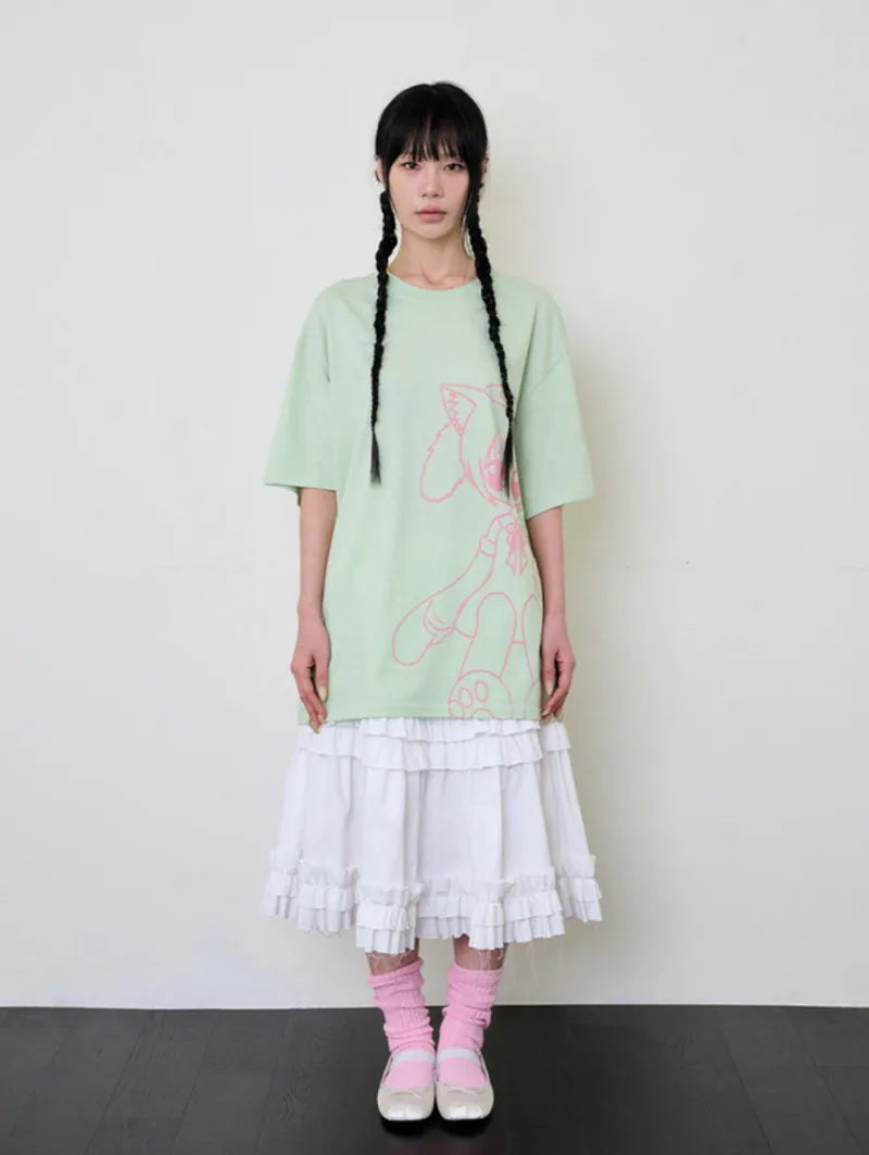 【itzavibe】CAT GIRL T SHIRT [ WHITE / BLACK / MINT ]