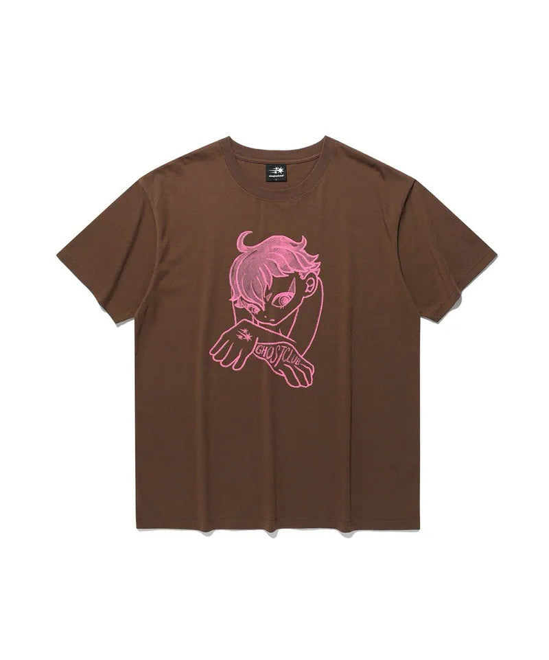 【niceghostclub】 gatekeeper hand tee [ white / brown ]