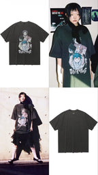 【niceghostclub】 ghost angels poster pigment big big tee [ charcoal ]