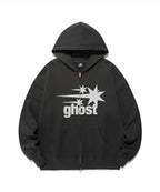 【niceghostclub】 ghost 3star hoodie zip up [charcoal / navy]