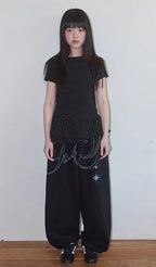 【Fancy Club】FRILL LAYERED DOT TEE [White / Black]