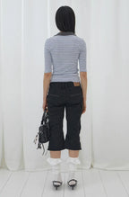 【Fancy Club】SOFT FANCY COLLAR TOP [Pink / Black]