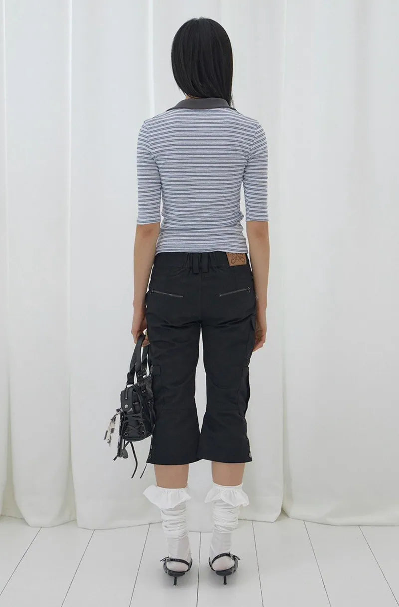 【Fancy Club】SOFT FANCY COLLAR TOP [Pink / Black]