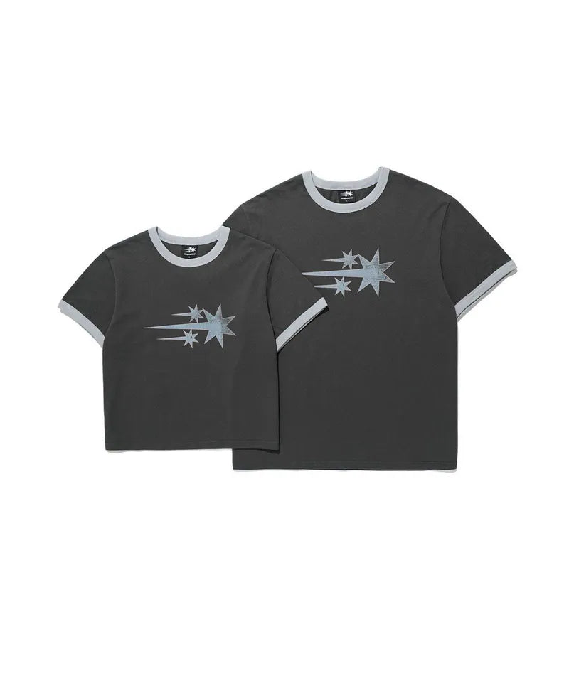 【niceghostclub】  vintage 3star basic ringer tee [ burgundy / charcoal ]