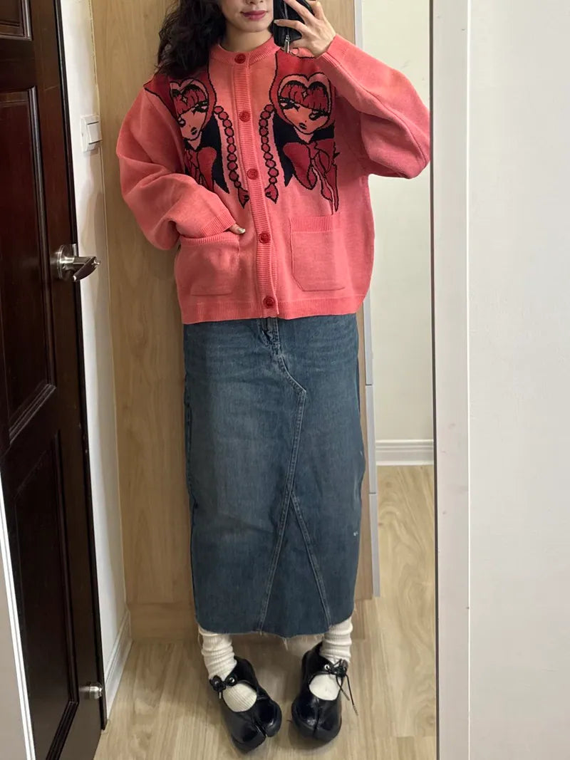 復古刷色牛仔長裙