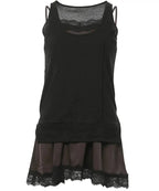 【Flare up】2-Layered Lace Dress [Black / Brown]