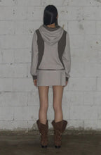 【Fancy Club】DYE-WASH LAYERED HOODED ZIP-UP [Charcoal / Brown]