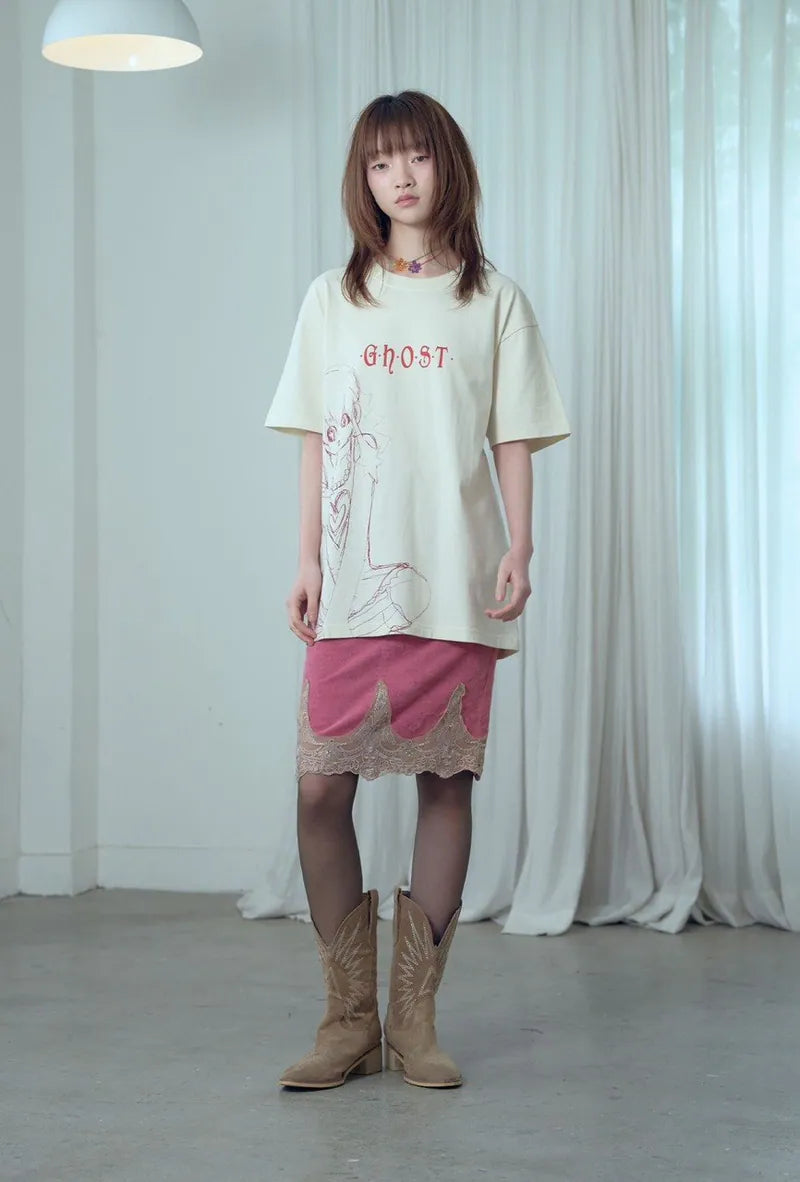 【niceghostclub】star girl tee [ ivory / white ]