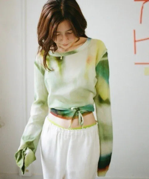 【PAMM】綁帶渲染薄長袖 - 3 colors