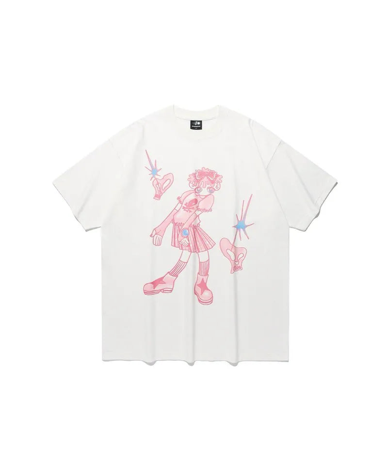 【niceghostclub】star shoes girl big big tee [ white ]