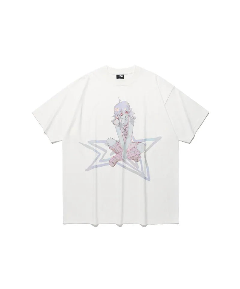 【niceghostclub】star girl big big tee [ white ]