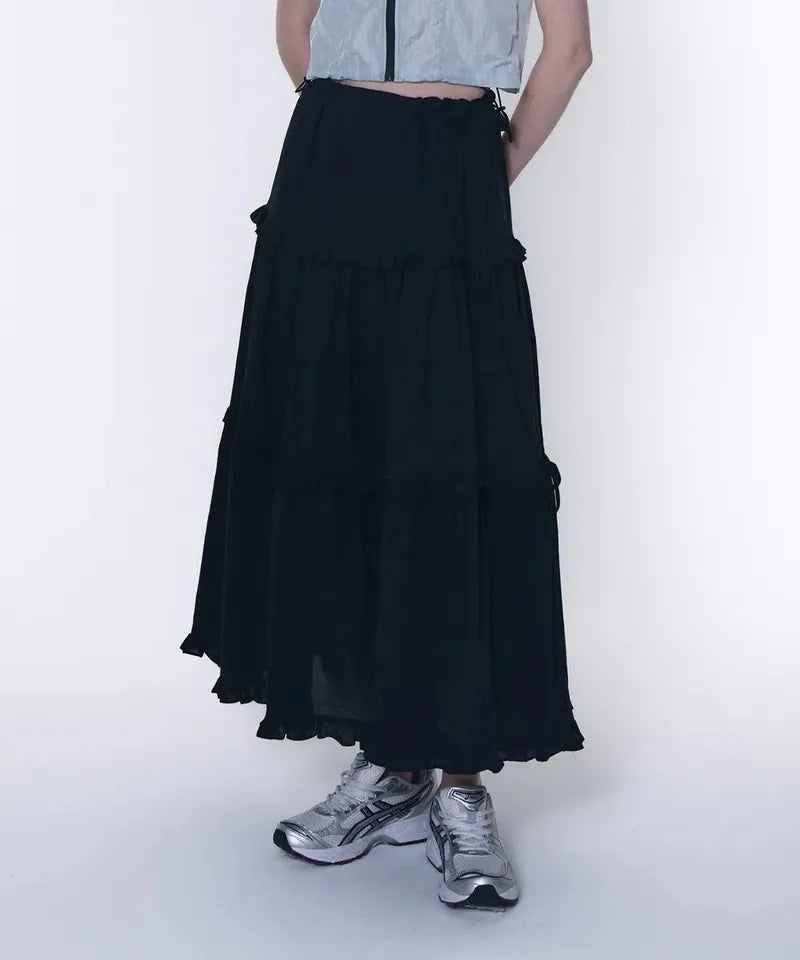 【PLACESTUDIO】鬆緊腰圍蛋糕長裙 - 3 colors