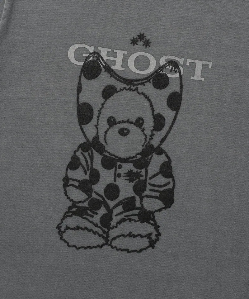 【niceghostclub】devil bear doll pigment dyed tee [ charcoal / pink ]