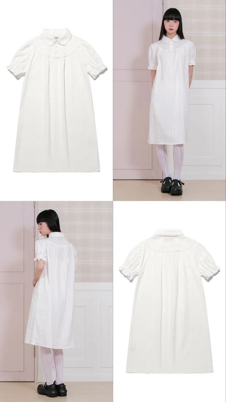 【niceghostclub】FFATS shirring puff dress [ white ]