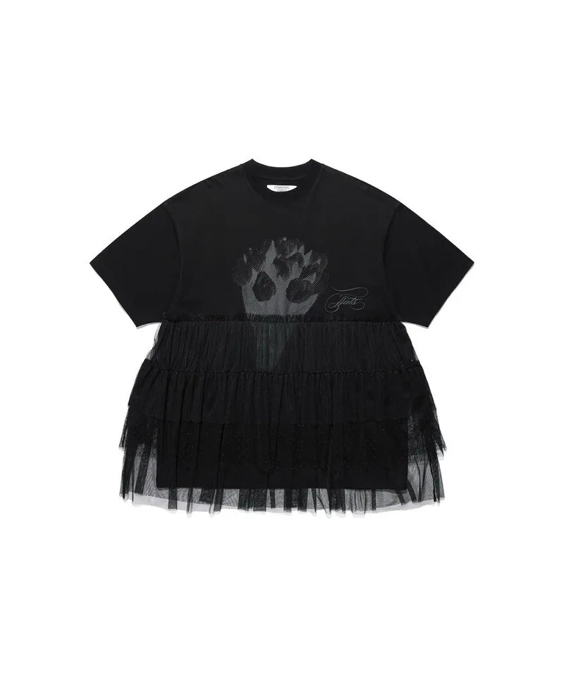 【niceghostclub】FFATS tulle dress big big tee [ black ]