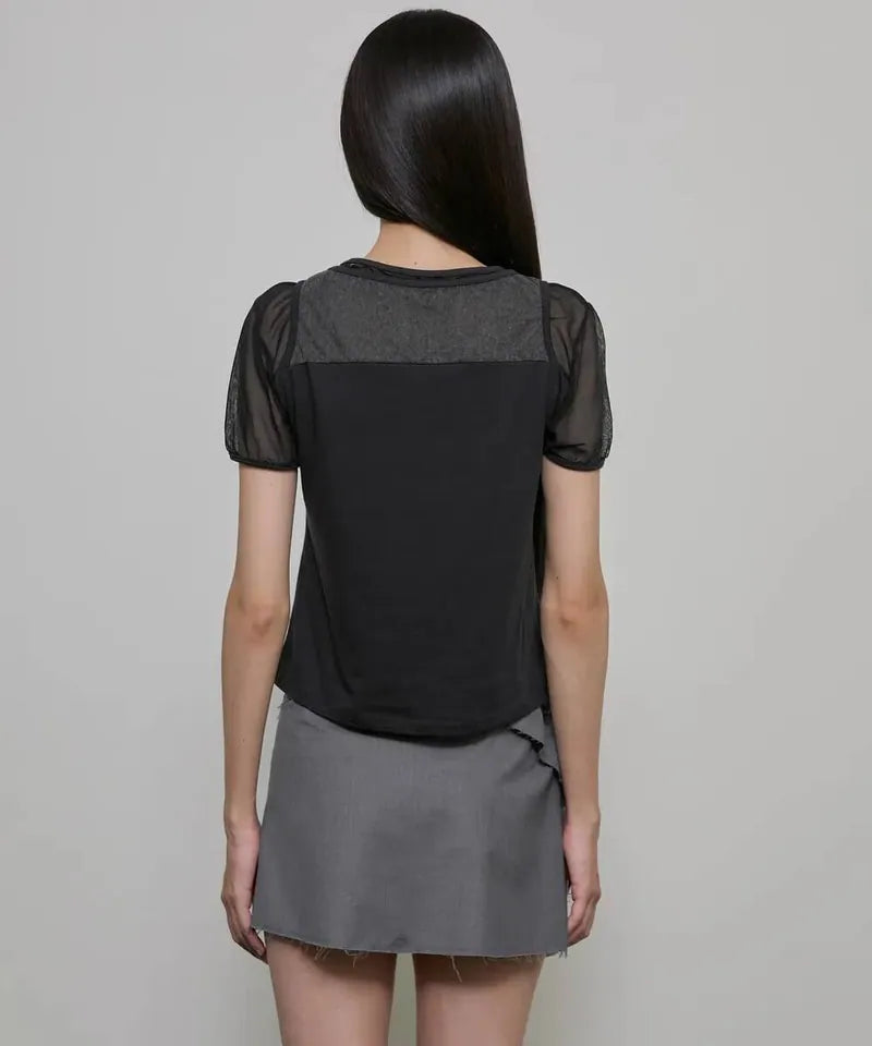 【Flare up】3-Layered T-Shirt [Black / Gray]