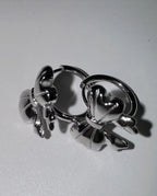 【3amgang】SILVER RIBBON ONE TOUCH EARRING