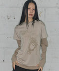 【Fancy Club】STRIPE LAYERED HOODIE [Beige / Black]