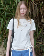 【kijun】Pebble Heart Tee [Off-White / Charcoal]