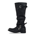 【NEGATIVETHREE】Knee-High Slouchy Long Boots [Matte Black]
