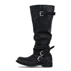 【NEGATIVETHREE】Knee-High Slouchy Long Boots [Matte Black]