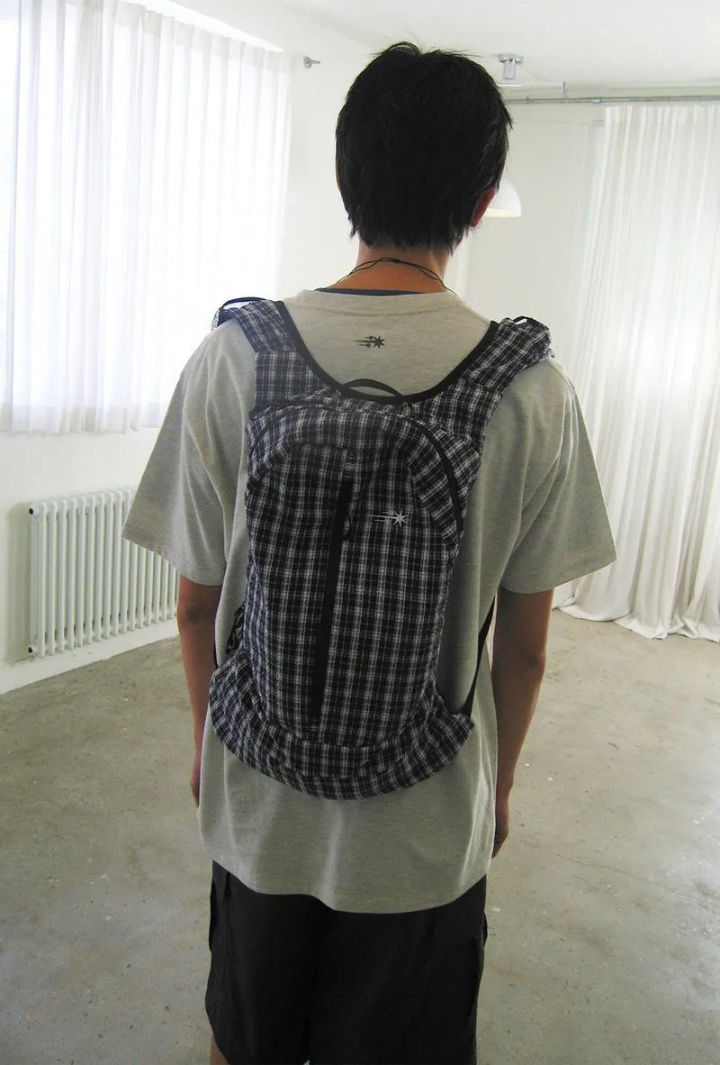 【niceghostclub】seersucker travel backpack [ navy / black ]