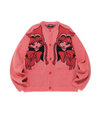 【niceghostclub】devil girl knit cardigan [ pink / charcoal ]
