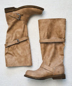 【NEGATIVETHREE】Slouchy Long Boots [Washed Beige]