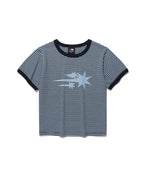 【niceghostclub】 stripe rush 3star ringer crop tee [ black / navy ]