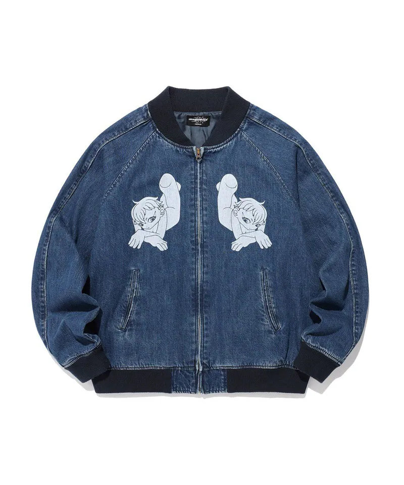 【好鬼俱樂部】heaven denim souvenir jacket [Blue / Red]（藍色L現貨）