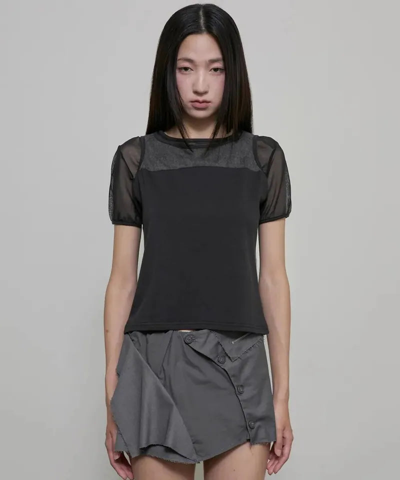 【Flare up】3-Layered T-Shirt [Black / Gray]