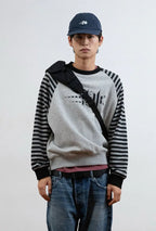 【niceghostclub】STRIPE 3STAR RAGLAN SWEATSHIRTS [WHITE / GREY]