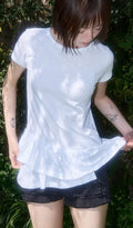 【Fancy Club】FRILL LAYERED DOT TEE [White / Black]