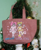 【niceghostclub】[x soulpusssy cat]ghostsoulgirl tote bag [Black / Burgundy]