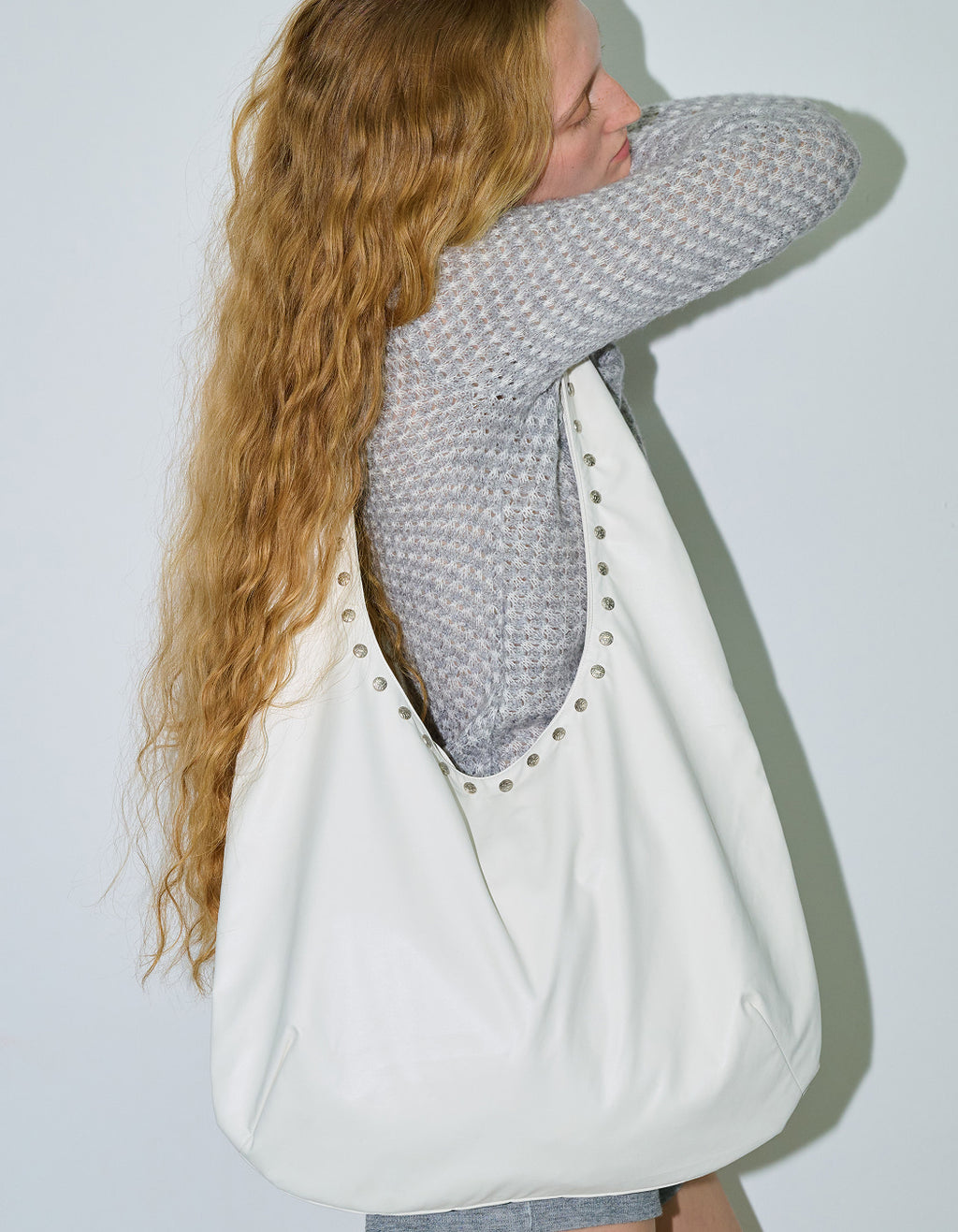 【Polysooem】WESTERN STUDDED SHOULDER BAG [ BROWN / IVORY ]