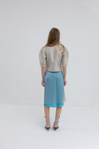 【overdue flair】BEADED LAYERED WRAP SKIRT - YELLOW/BLUE