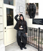 【Fancy Club】 TOOTH JAM WIDE DENIM PANTS [Black / Green]