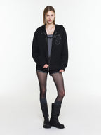 【3hreeto8ighty】EYELET POCKET HOODIE ZIP-UP - 2 colors