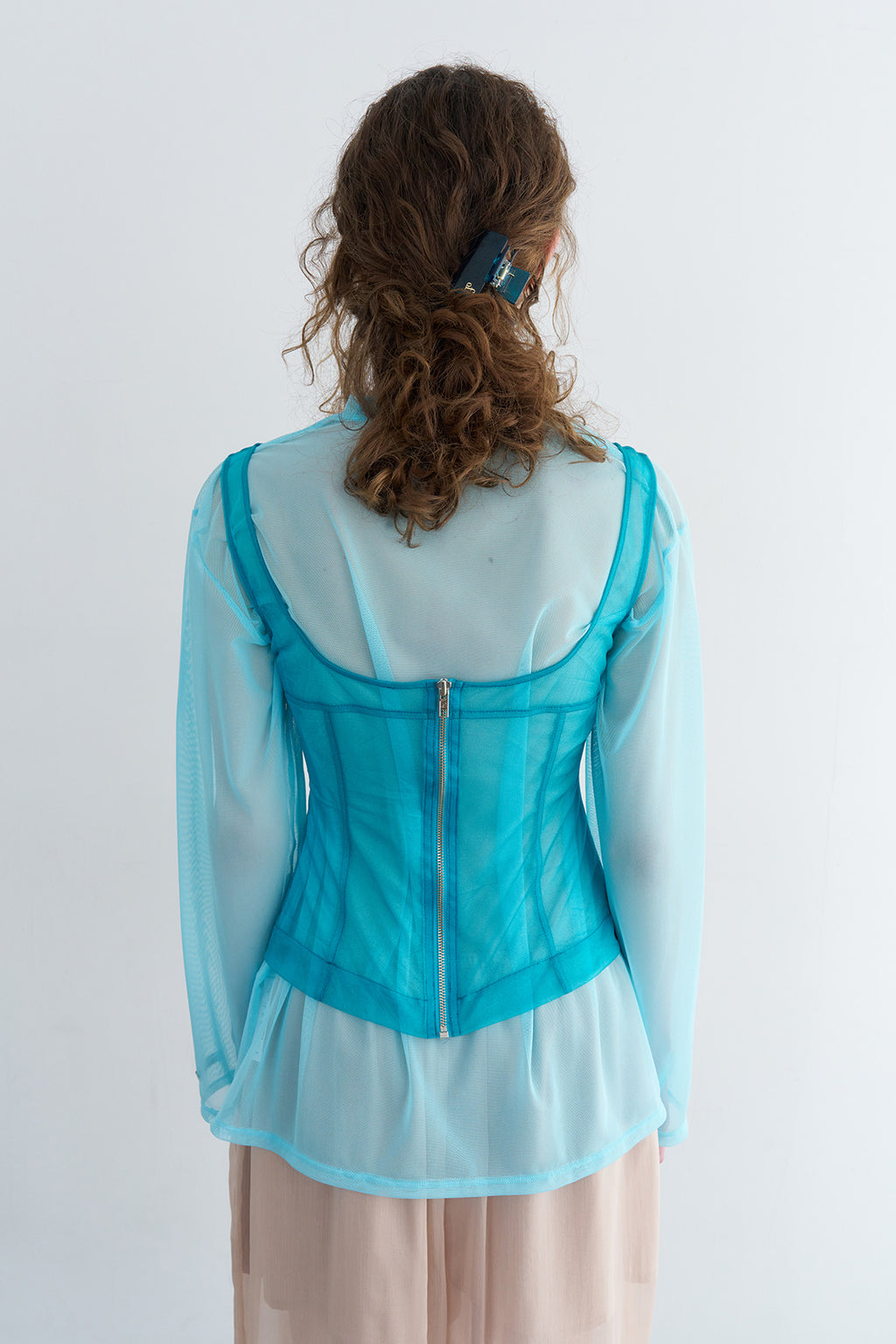 【overdue flair】MESH CORSET SLEEVELESS - 2 colors