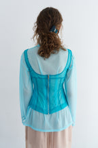 【overdue flair】MESH CORSET SLEEVELESS - 2 colors