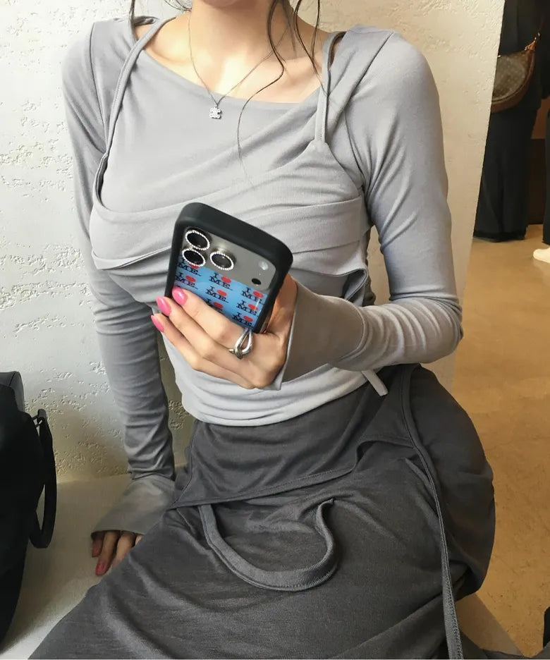 【Flare up】Layered Bustier Long Sleeve - 5 colors