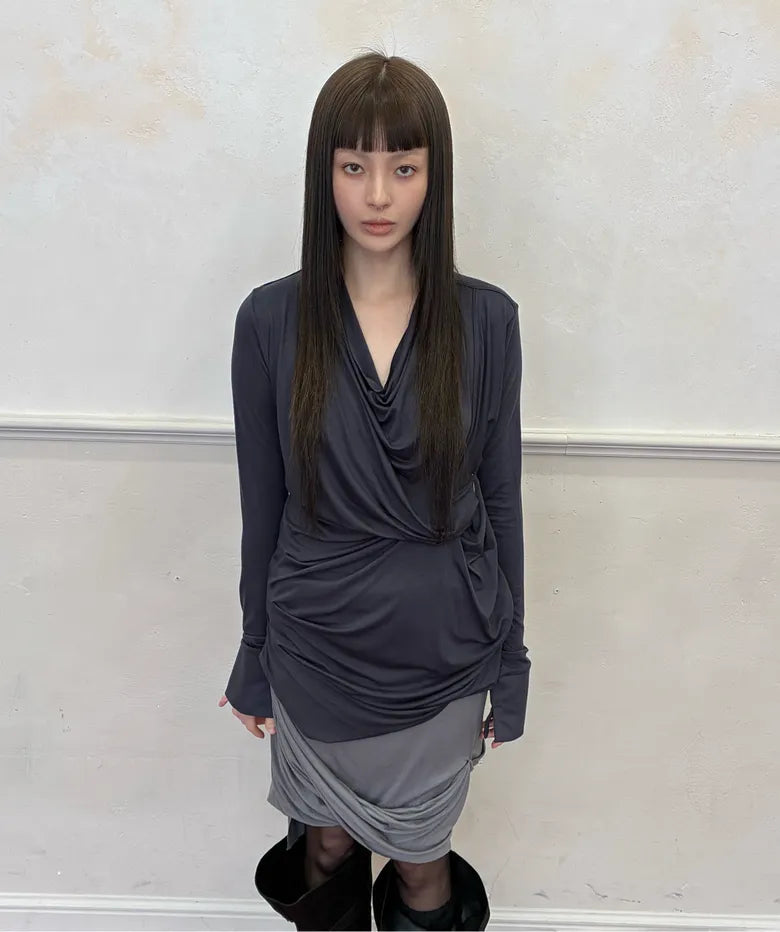 【Flare up】Asymmetrical Midi Skirt  - 2 colors